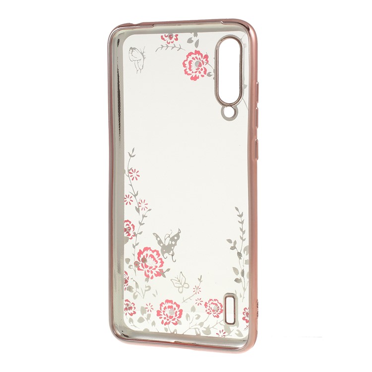 Electroplated Rhinestone TPU Phone Back Case for Xiaomi Mi 9 Lite/ Mi CC9/ Mi CC9 Meitu Edition - Rose Gold-3