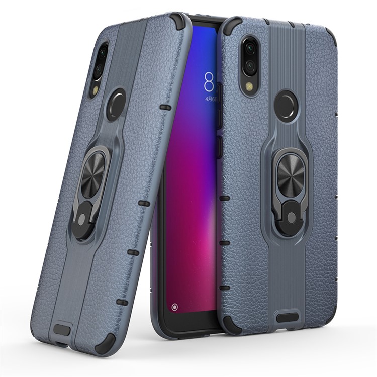 Detachable Ring Holder Kickstand PC TPU Hybrid Case for Xiaomi Redmi 7 / Redmi Y3 - Blue-1