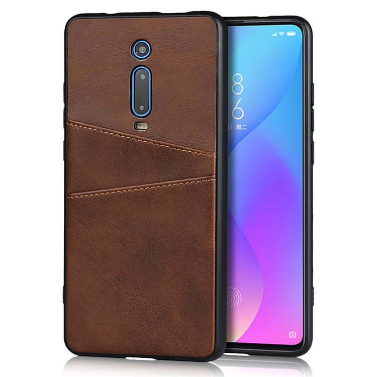 Dual Card Slots PU Leather Coated PC Hard Protection Phone Case Covering for Xiaomi Redmi K20 / Mi 9T/ K20 Pro / Mi 9T Pro - Coffee-1