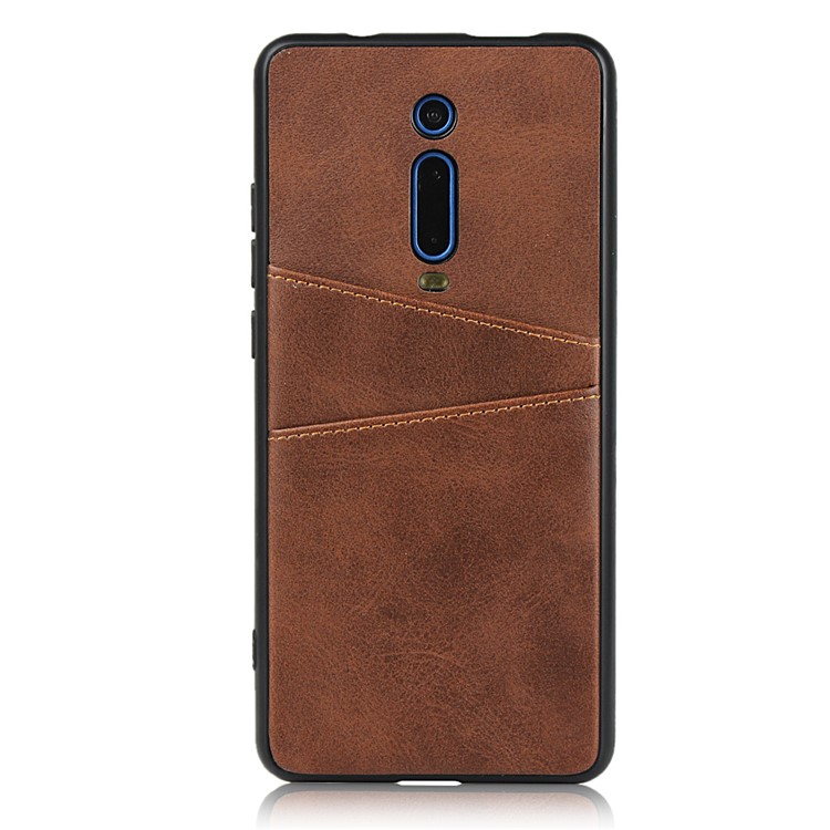 Dual Card Slots PU Leather Coated PC Hard Protection Phone Case Covering for Xiaomi Redmi K20 / Mi 9T/ K20 Pro / Mi 9T Pro - Coffee-2