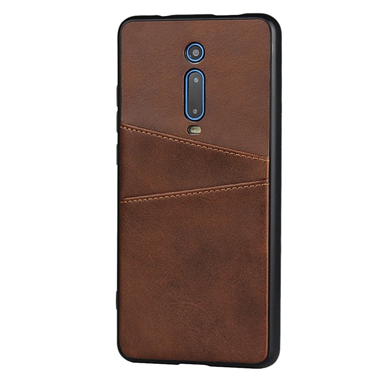 Dual Card Slots PU Leather Coated PC Hard Protection Phone Case Covering for Xiaomi Redmi K20 / Mi 9T/ K20 Pro / Mi 9T Pro - Coffee-3