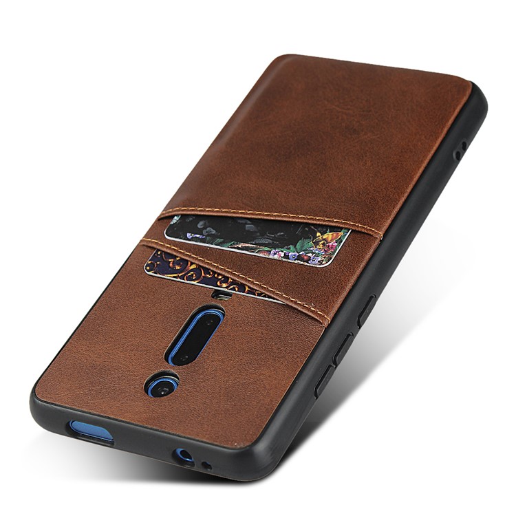Dual Card Slots PU Leather Coated PC Hard Protection Phone Case Covering for Xiaomi Redmi K20 / Mi 9T/ K20 Pro / Mi 9T Pro - Coffee-4