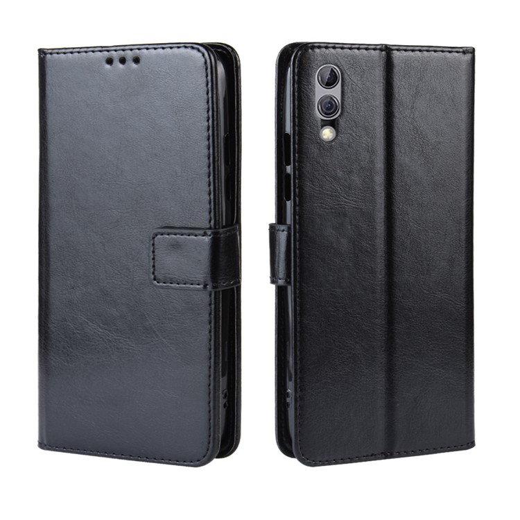 Crazy Horse Texture Leather Wallet Phone Shell Cover for Xiaomi Black Shark 2 / Black Shark 2 Pro - Black-2