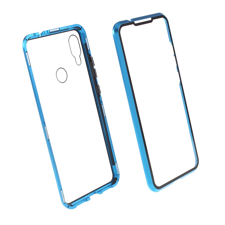 Metal Magnetic Frame + Glass Back Phone Case Detachable Cover for Xiaomi Redmi Note 7/ Note 7 Pro (India) / Note 7S - Blue-5