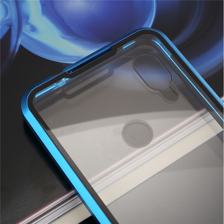 Metal Magnetic Frame + Glass Back Phone Case Detachable Cover for Xiaomi Redmi Note 7/ Note 7 Pro (India) / Note 7S - Blue-7