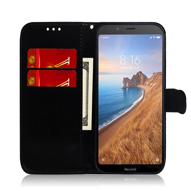 Flower Pattern Leather Wallet Stand Case for Xiaomi Redmi 7A - Black-8