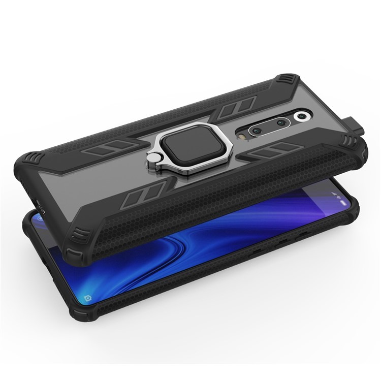 Warrior Style Rotating Ring Kickstand PC+TPU Hybrid Phone Case for Xiaomi Redmi K20 Pro - Black-4