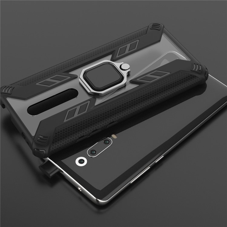 Warrior Style Rotating Ring Kickstand PC+TPU Hybrid Phone Case for Xiaomi Redmi K20 Pro - Black-8