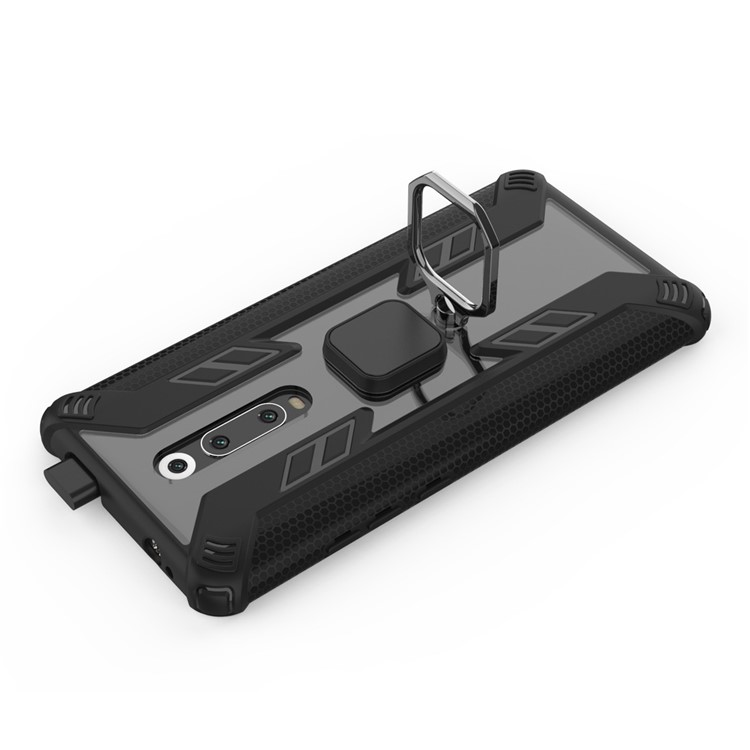 Warrior Style Rotating Ring Kickstand PC+TPU Hybrid Phone Case for Xiaomi Redmi K20 Pro - Black-9