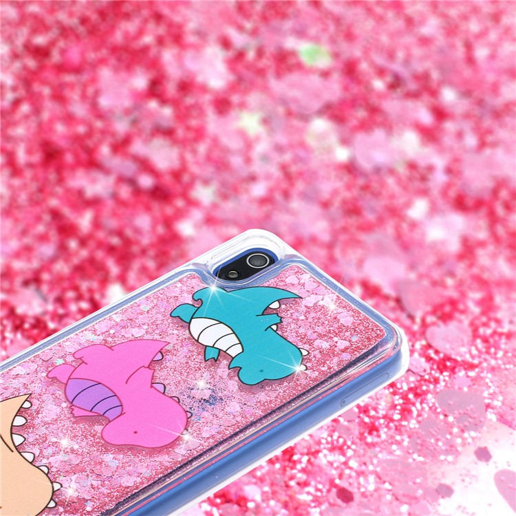 Embossed Style Glitter Powder Quicksand TPU Phone Case Shell for Xiaomi Redmi 7A - Cute Dinosaur-2