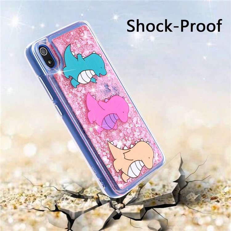 Embossed Style Glitter Powder Quicksand TPU Phone Case Shell for Xiaomi Redmi 7A - Cute Dinosaur-3