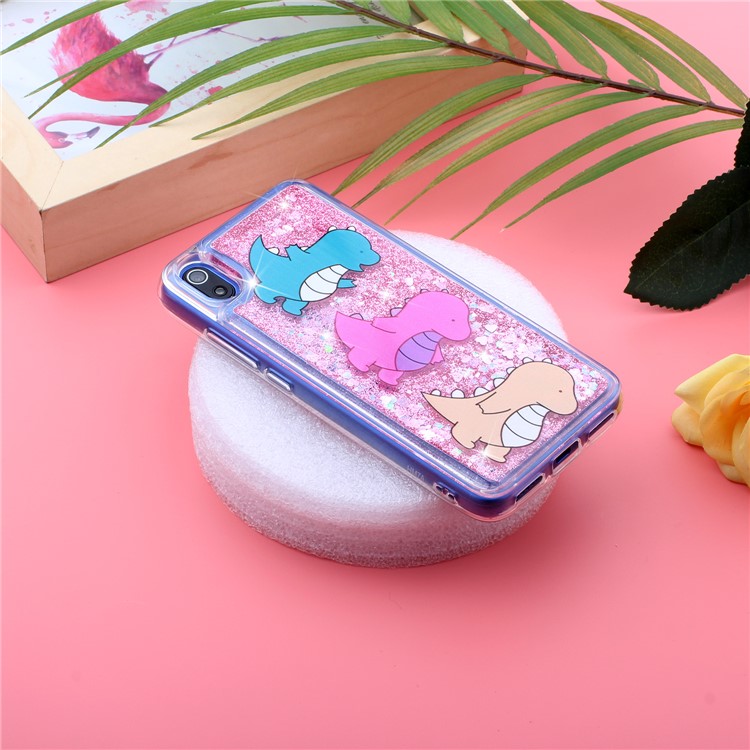 Embossed Style Glitter Powder Quicksand TPU Phone Case Shell for Xiaomi Redmi 7A - Cute Dinosaur-7