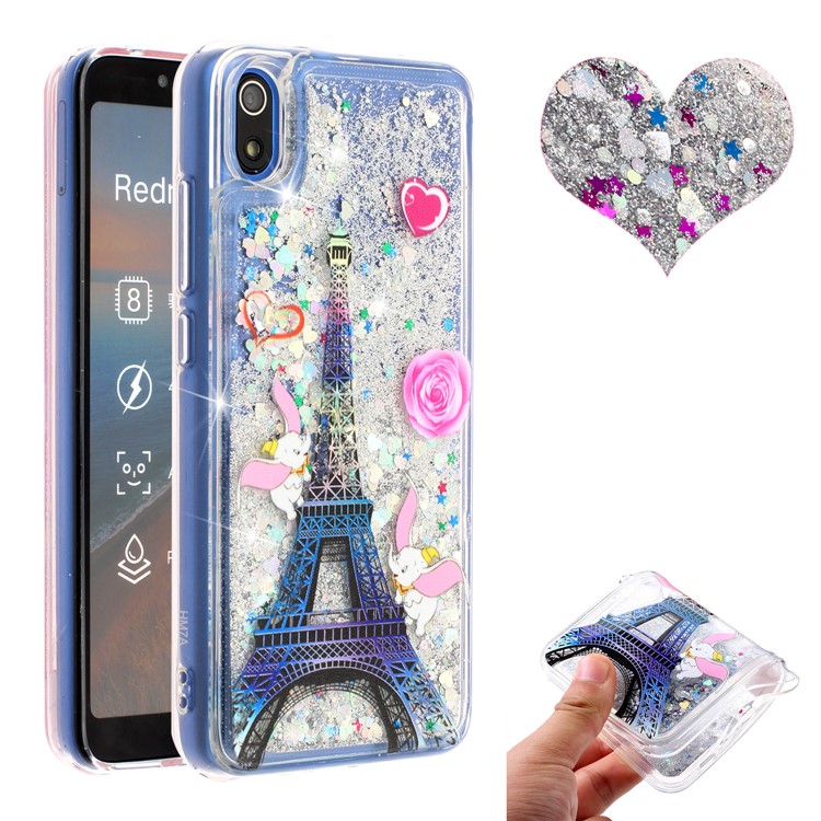 Embossed Style Glitter Powder Quicksand TPU Phone Case Shell for Xiaomi Redmi 7A - Eiffel Towel-1