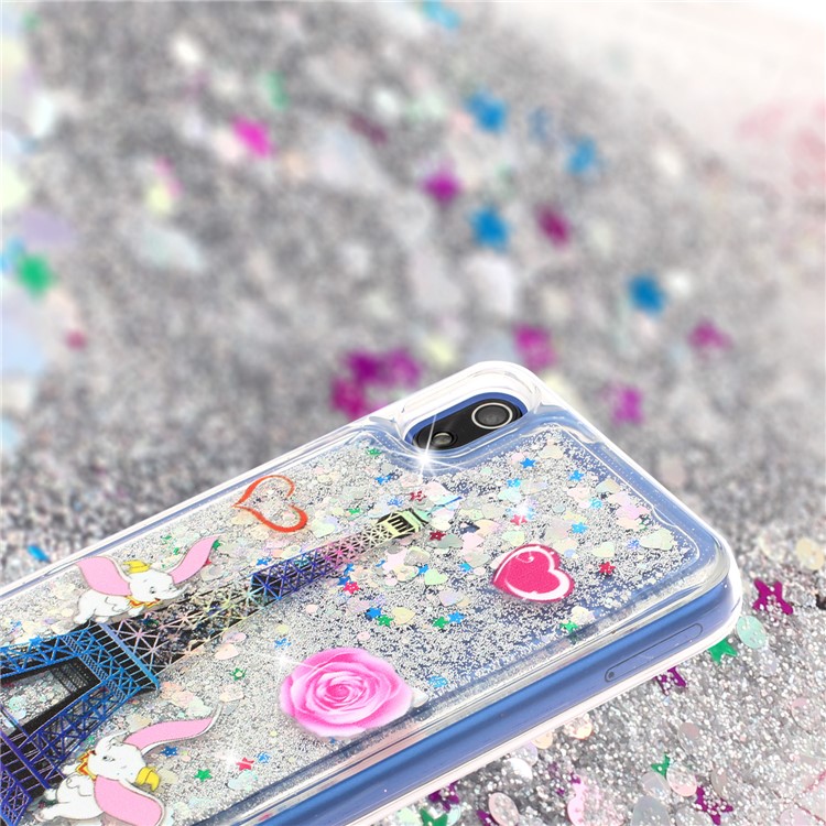 Embossed Style Glitter Powder Quicksand TPU Phone Case Shell for Xiaomi Redmi 7A - Eiffel Towel-2