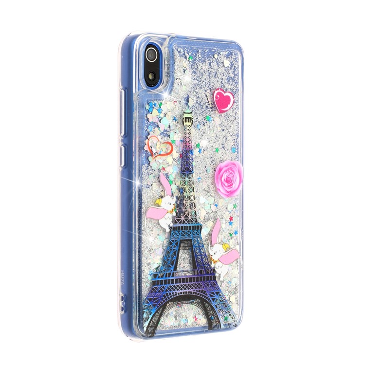 Estilo en Relieve Glitter Powder Quicksand Tpu Teleph Case Shell Para Xiaomi Redmi 7a - Toalla Eiffel