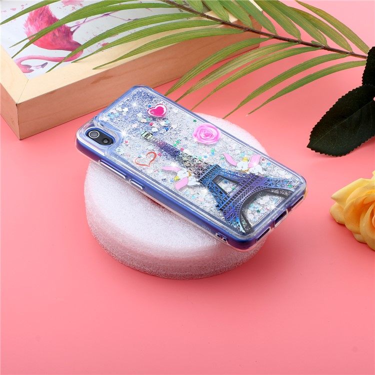 Embossed Style Glitter Powder Quicksand TPU Phone Case Shell for Xiaomi Redmi 7A - Eiffel Towel-7