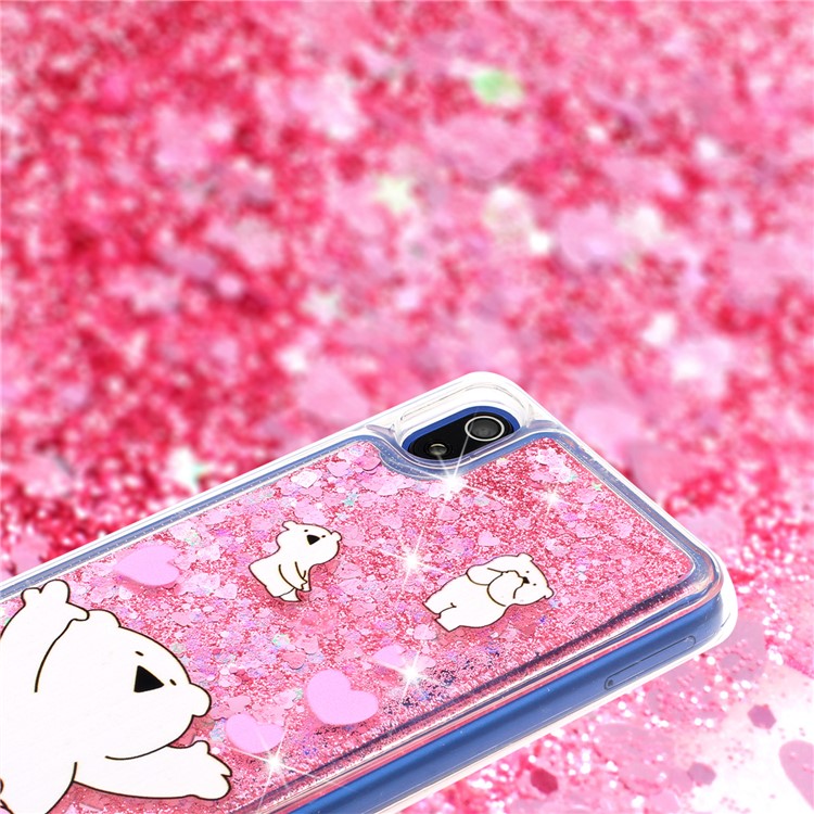 Embossed Style Glitter Powder Quicksand TPU Phone Case Shell for Xiaomi Redmi 7A - Bear and Heart-2
