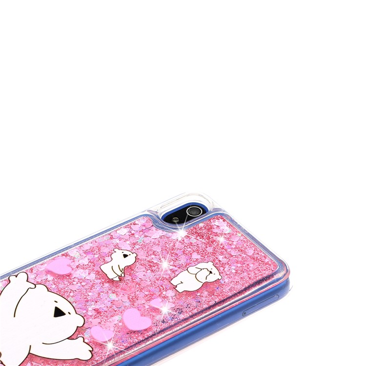 Embossed Style Glitter Powder Quicksand TPU Phone Case Shell for Xiaomi Redmi 7A - Bear and Heart-5