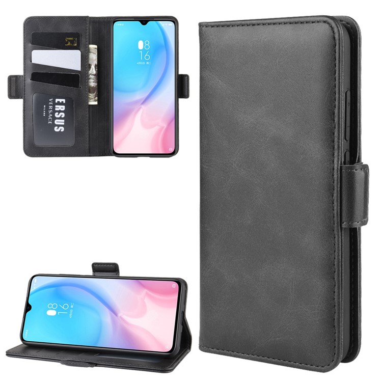 Magnet Adsorption Split Leather Wallet Stand Casing Shell for Xiaomi Mi CC9/CC9 Meitu Edition - Black-1