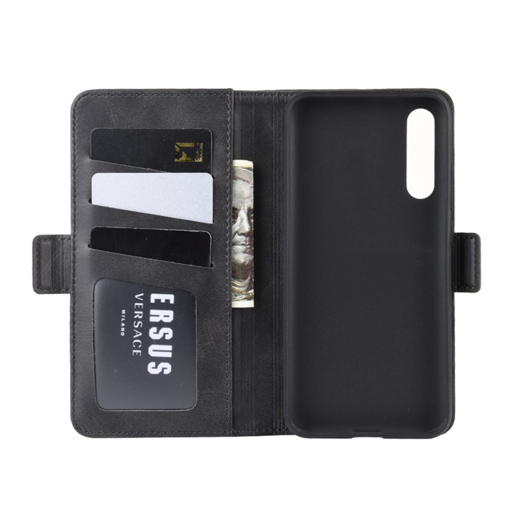 Magnet Adsorption Split Leather Wallet Stand Casing Shell for Xiaomi Mi CC9/CC9 Meitu Edition - Black-4