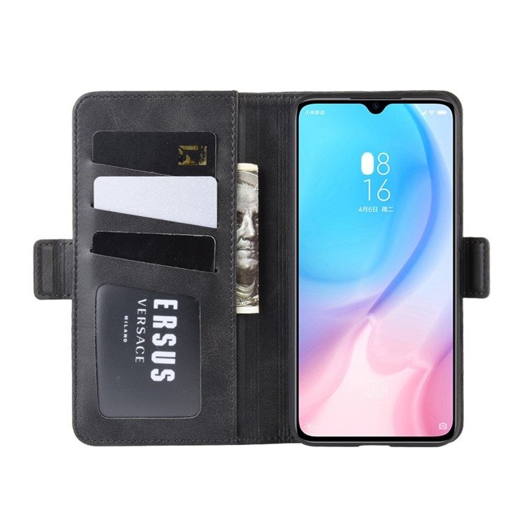 Magnet Adsorption Split Leather Wallet Stand Casing Shell for Xiaomi Mi CC9/CC9 Meitu Edition - Black-5