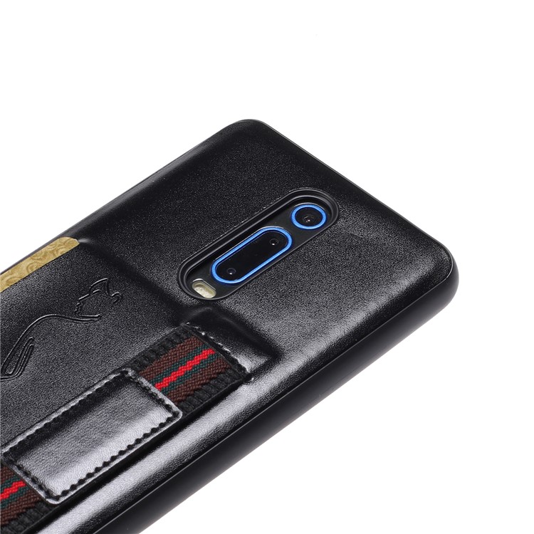 Card Holder PU Leather Mobile Casing with Strap for Xiaomi Redmi K20 / Mi 9T / K20 Pro / Mi 9T Pro - Black-4