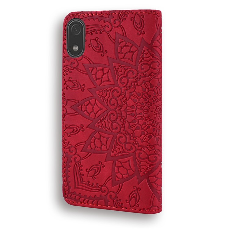 Imprint Mandala Flower Stand Wallet Leather Case Shell Cover for Xiaomi Redmi 7A - Red-4