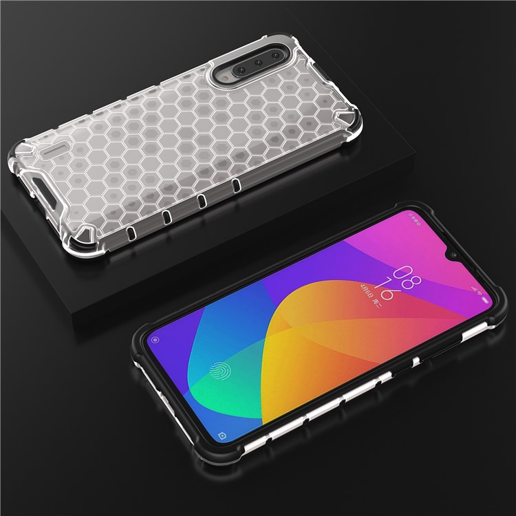 Honeycomb Pattern Shock-prooble TPU + PC Hybrid Shell Для Xiaomi Mi CC9 / Mi CC9 Meitu Edition/ Mi 9 Lite - Белый