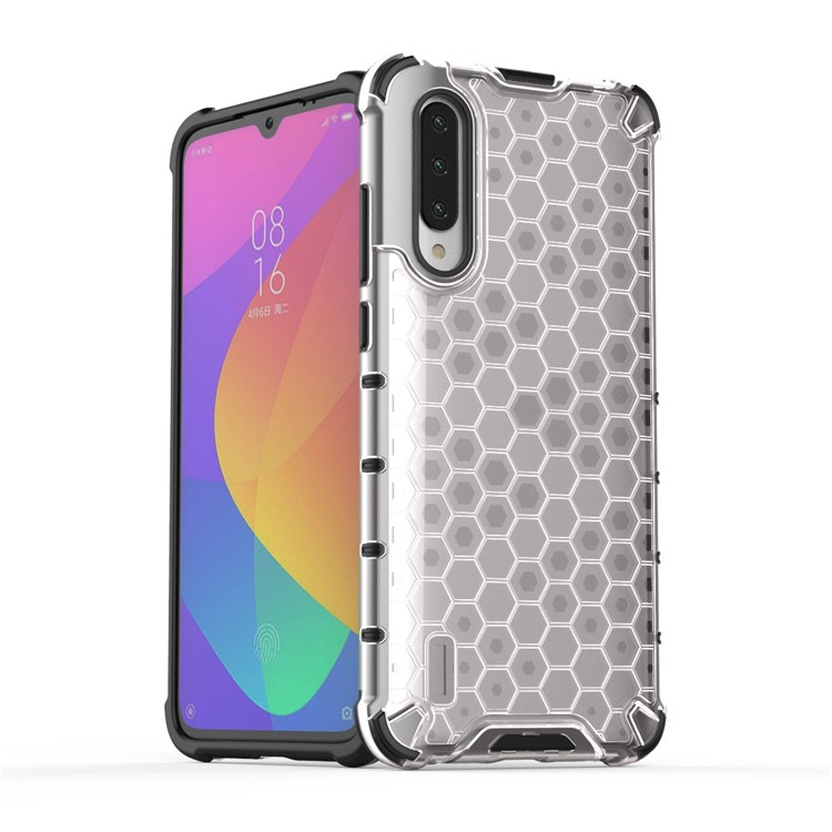 Concha Híbrida TPU + PC a Prueba de Choque de Panal de Panal Para Xiaomi Mi CC9 / mi CC9 Meitu Edition/ Mi 9 Lite - Blanco