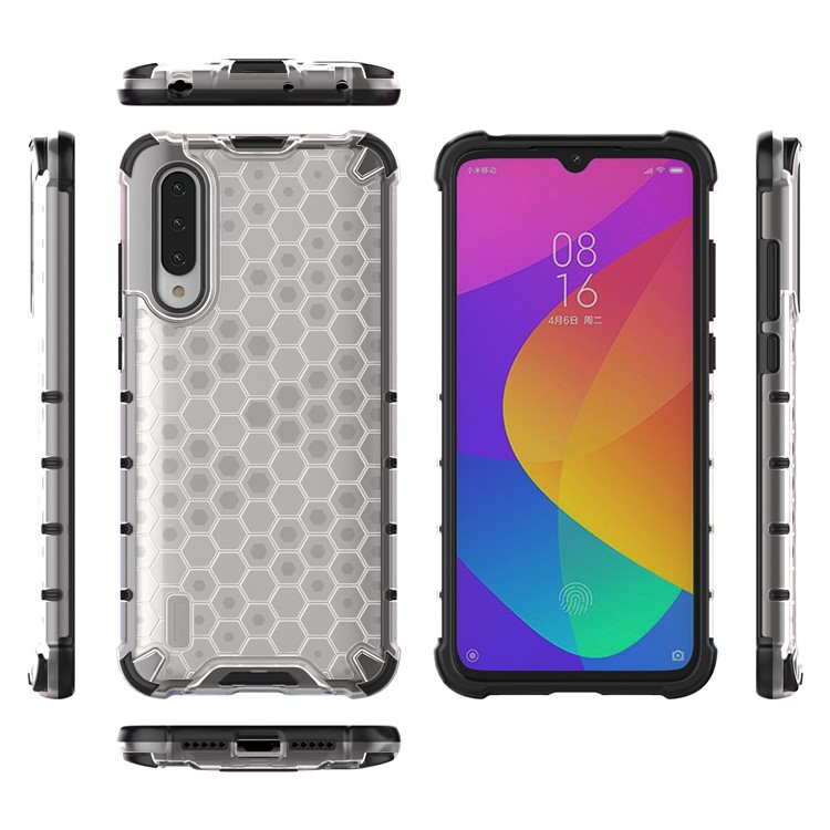 Shell Ibrido TPU + PC a Prova di Shock a Nido D'acqua Per Xiaomi Mi CC9 / Mi CC9 Meitu Edition/ Mi 9 Lite - Bianca