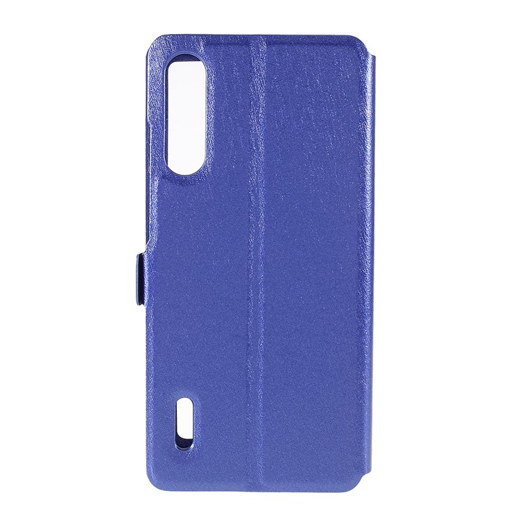Silk Texture Dual Window Leather Stand Case for Xiaomi Mi CC9e / Mi A3 - Blue-2