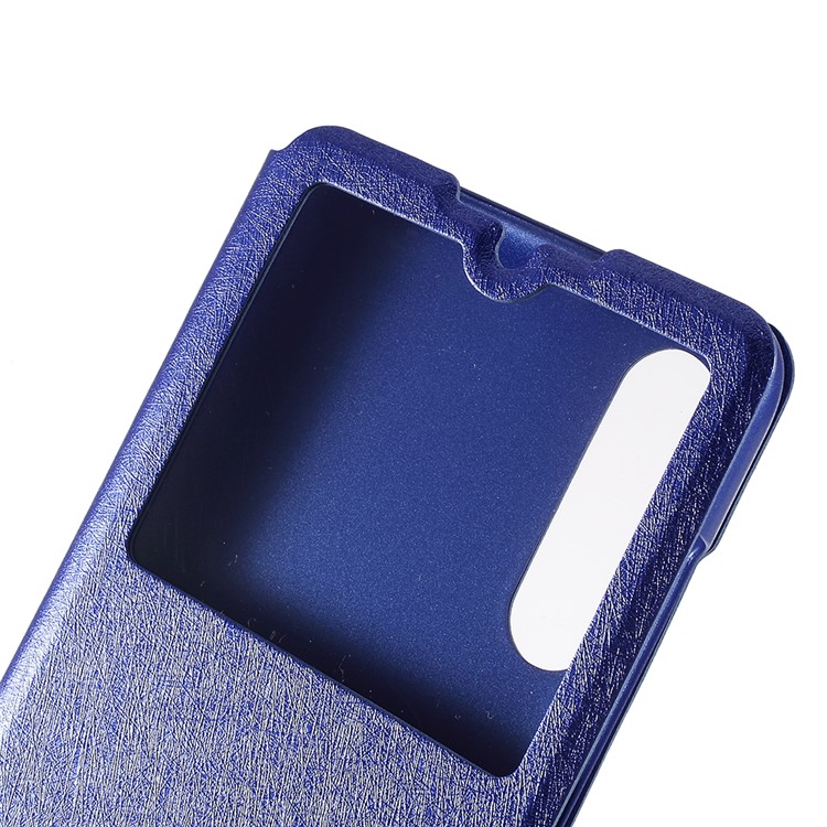 Pele De Seda Dual View Window Capa De Couro Flip Para Xiaomi Mi CC9 / Mi CC9 Edição Meitu - Azul-11