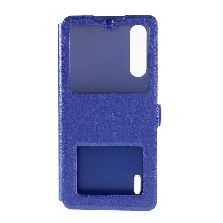 Pele De Seda Dual View Window Capa De Couro Flip Para Xiaomi Mi CC9 / Mi CC9 Edição Meitu - Azul-13