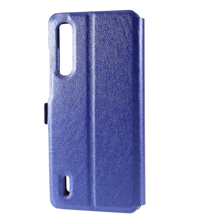 Pele De Seda Dual View Window Capa De Couro Flip Para Xiaomi Mi CC9 / Mi CC9 Edição Meitu - Azul-2