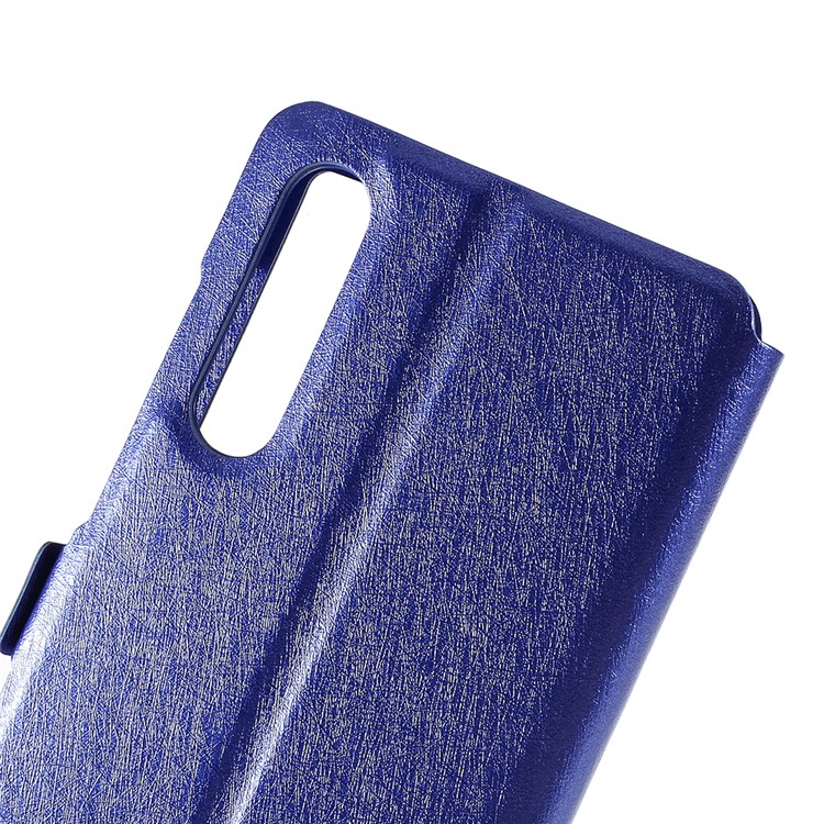 Pele De Seda Dual View Window Capa De Couro Flip Para Xiaomi Mi CC9 / Mi CC9 Edição Meitu - Azul-4
