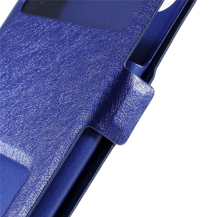 Pele De Seda Dual View Window Capa De Couro Flip Para Xiaomi Mi CC9 / Mi CC9 Edição Meitu - Azul-5