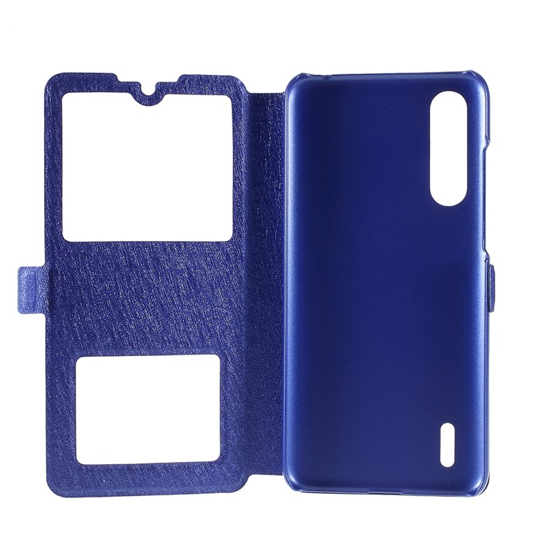Pele De Seda Dual View Window Capa De Couro Flip Para Xiaomi Mi CC9 / Mi CC9 Edição Meitu - Azul-6
