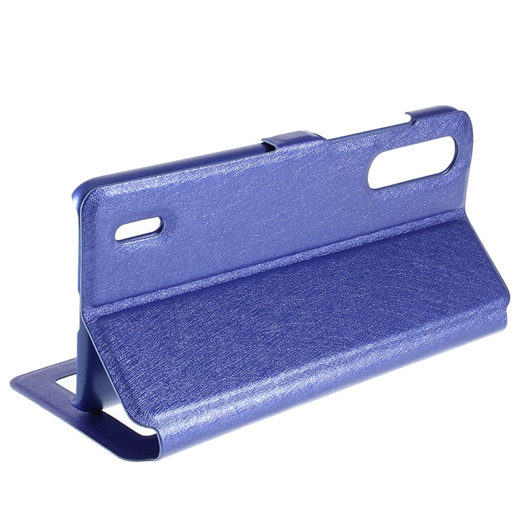 Pele De Seda Dual View Window Capa De Couro Flip Para Xiaomi Mi CC9 / Mi CC9 Edição Meitu - Azul-8