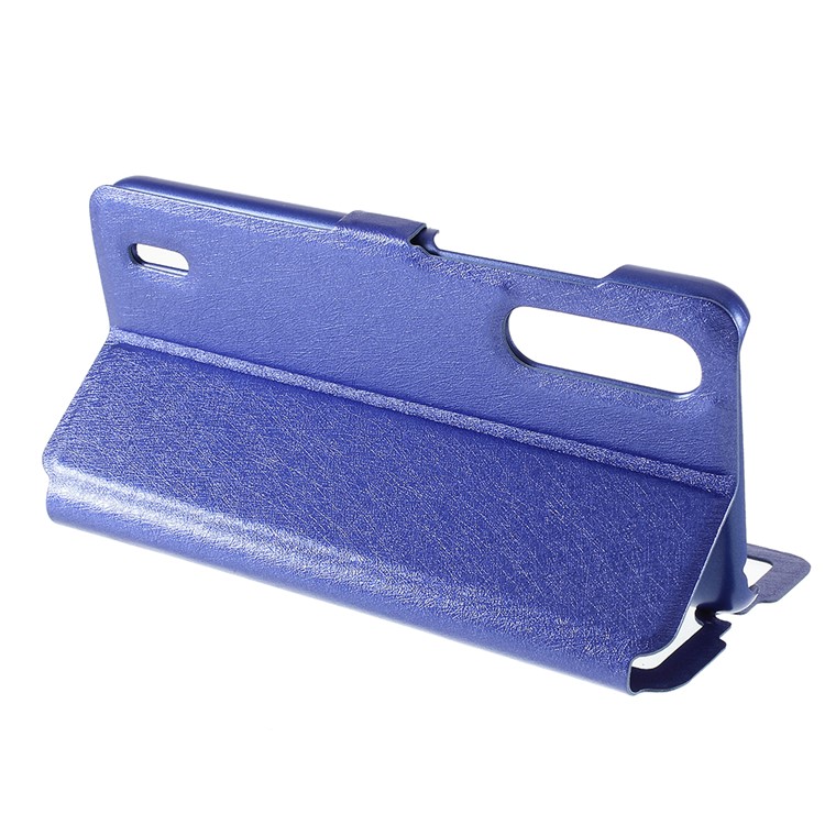 Pele De Seda Dual View Window Capa De Couro Flip Para Xiaomi Mi CC9 / Mi CC9 Edição Meitu - Azul-9