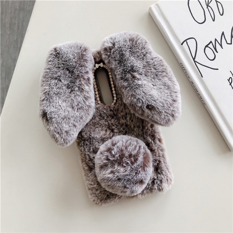 Rabbit Shape Fluffy Fur Coated Rhinestone TPU Case for Xiaomi Redmi K20/Mi 9T/Redmi K20 Pro/Mi 9T - Coffee-1