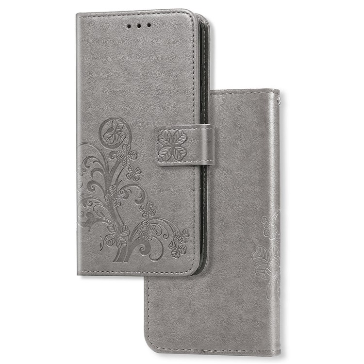 Imprint Clover Pattern Wallet Flip Leather Case for Xiaomi Redmi 7A - Grey-7