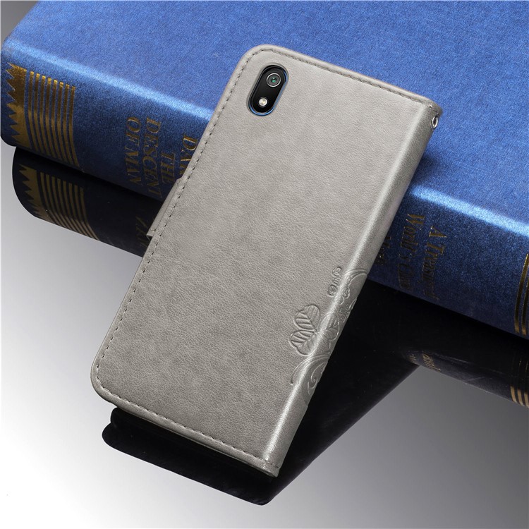 Imprint Clover Pattern Wallet Flip Leather Case for Xiaomi Redmi 7A - Grey-9