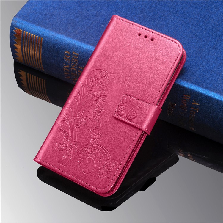 Imprint Clover Pattern Leather Wallet Phone Casing for Xiaomi Mi CC9e/Mi A3 - Red-12