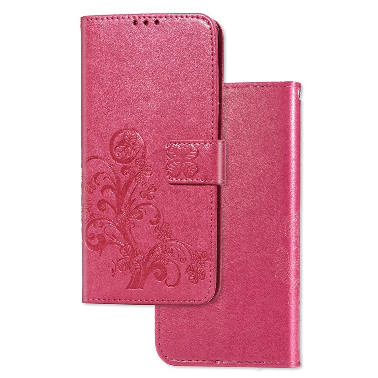 Imprint Clover Pattern Leather Wallet Phone Casing for Xiaomi Mi CC9e/Mi A3 - Red-7