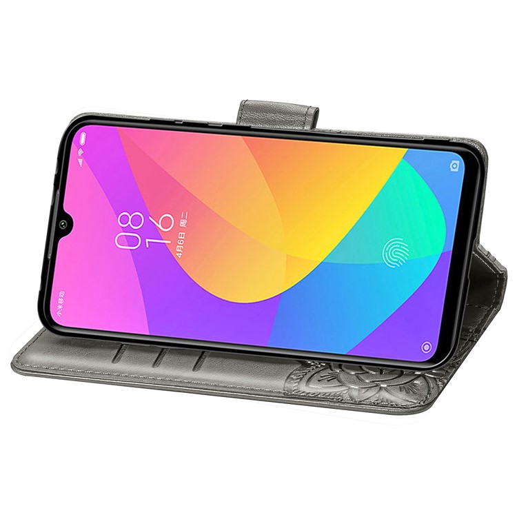 Imprint Butterfly Leather Wallet Phone Cover for Xiaomi Mi CC9e/Mi A3 - Grey-5