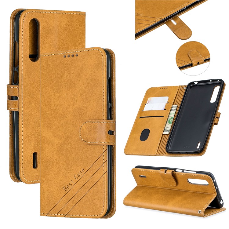 Leather Stand Case with Card Slots for Xiaomi Mi CC9e / Mi A3 - Brown-1