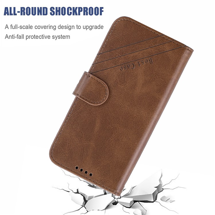 Wallet Leather Stand Case Shell for Xiaomi Redmi Note 7/Note 7Pro/Note 7S - Coffee-5