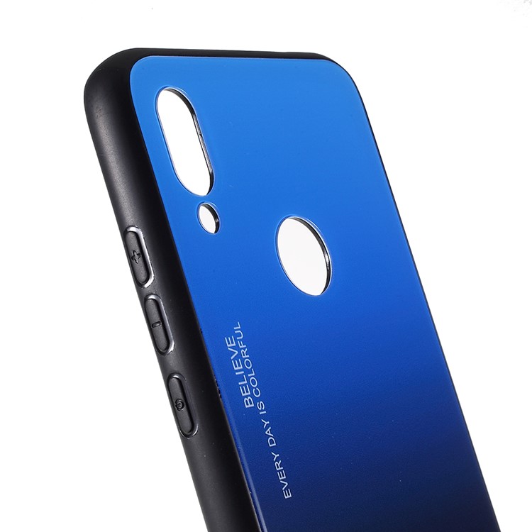 Caja Del Teléfono Con Gradiente De Vidrio En Color Para Xiaomi Redmi 7 - Negro / Azul-5