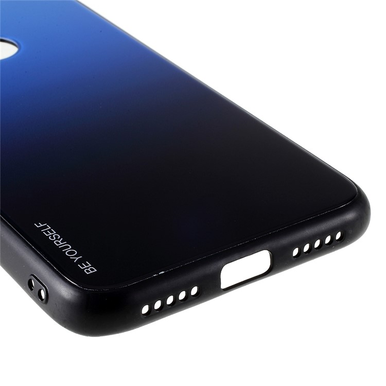 Caja Del Teléfono Con Gradiente De Vidrio En Color Para Xiaomi Redmi 7 - Negro / Azul-6