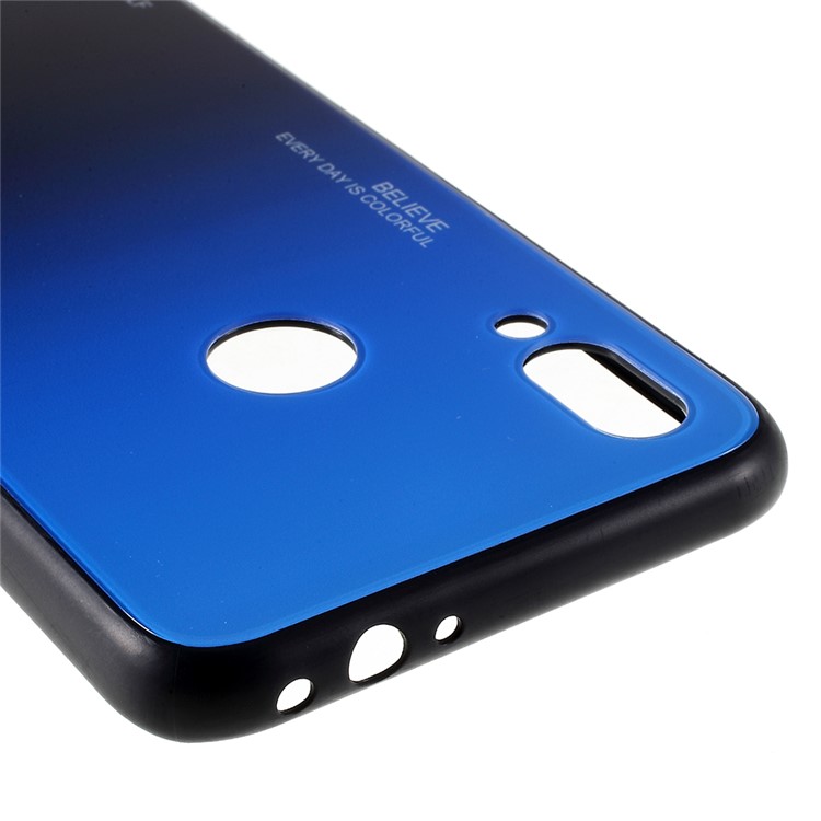 Caja Del Teléfono Con Gradiente De Vidrio En Color Para Xiaomi Redmi 7 - Negro / Azul-7